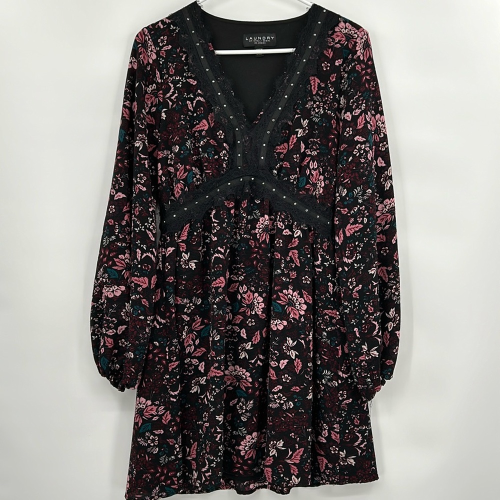 Laundry by Shelli‎ Segal Womens Dark Floral Dress Size Small Whimsigoth Babydoll